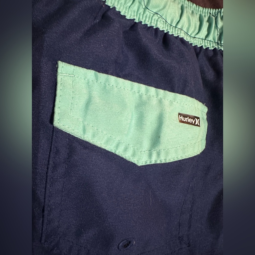 Hurley Navy and Mint Green Kids Shorts
